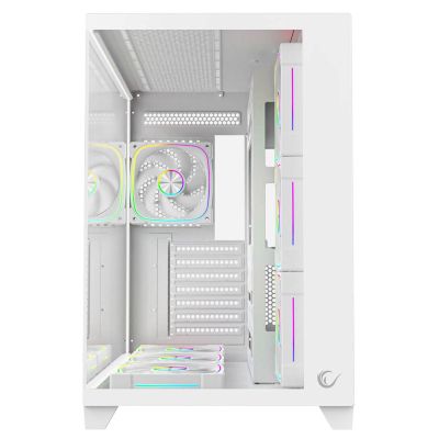 2. RAMPAGE PC Case with Tempered Glass SEALITE 7X, 7 ARGB PWM Fans, WHITE