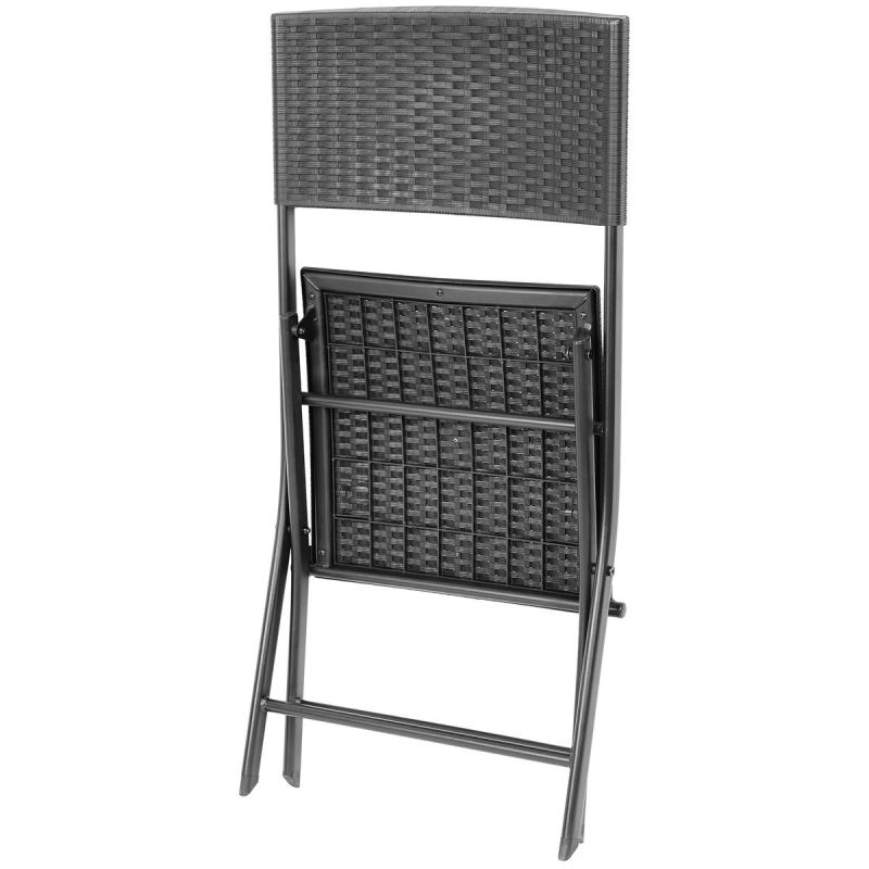 14. BALCONY FURNITURE SET TABLE 58X58X70CM AND 2 BLACK CHAIRS