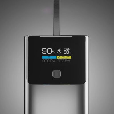7. SBS 10000mAh PD 20W Powerbank with LCD Display and Built-in USB-C Cable - Gray