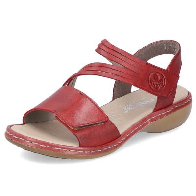 10. Rieker W RKR685 comfortable leather sandals red