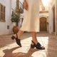 7. Women's black leather high-heeled sandals Vinceza 26-66920
