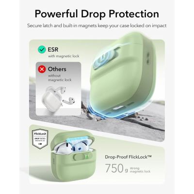 5. ESR Pulse HaloLock MagSafe Case for Apple AirPods 4 / 5 - light green