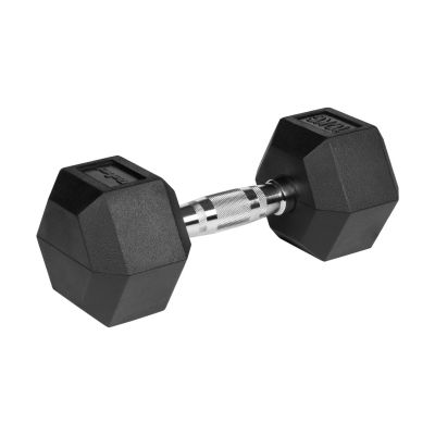 4. HEX 2x10 kg rubber-coated cast iron dumbbells REBEL ACTIVE