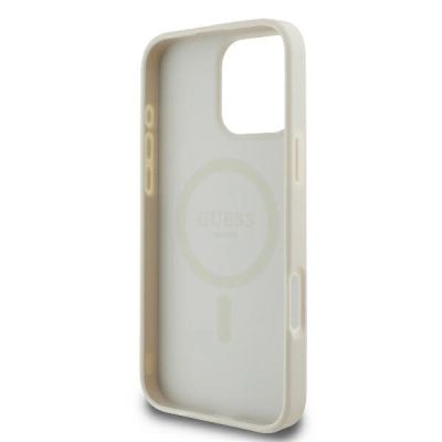 7. Guess Peony Script Logo MagSafe iPhone 16 Pro Case - White