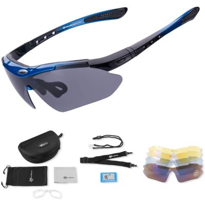 2. Rockbros polarized sunglasses 5 lenses blue