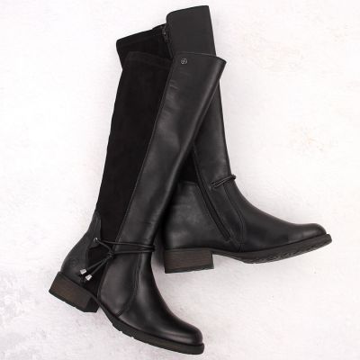 16. Women’s black leather officer-style boots, insulated Rieker Z9564-00