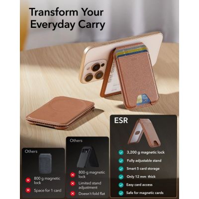 2. ESR Classic RFID Magnetic Wallet Stand MagSafe for Phone - Brown