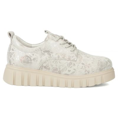 2. Filippo Silver Floral Leather Platform Shoes DP6846