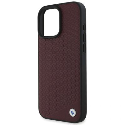 10. BMW Sign Leather Diamond Metal Logo MagSafe Case for iPhone 16 Pro Max - Red