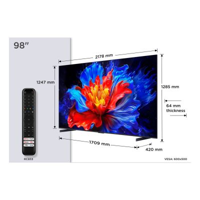 8. TCL 98P89K QLED 98'' 4K Ultra HD 144Hz Google TV Dolby Atmos Metallic
