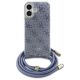 2. Guess Crossbody Cord 4G Print Case with Lanyard for iPhone 16 - Blue