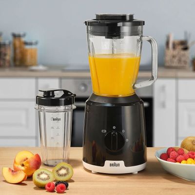 3. Braun JB1051BK Household PowerBlend 1 Stand Mixer with 1.5L Glass Blender Attachment and Takeaway Cup, Kitchen Gadgets for Crushing, Pureeing, and Blending, Ice Crushing, 2 Speeds