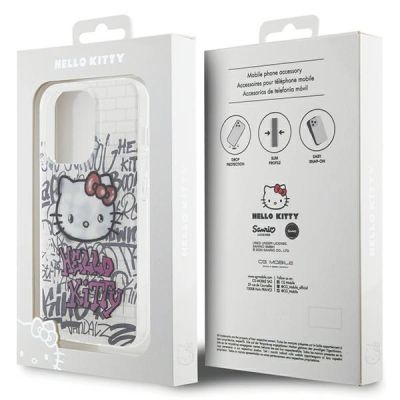 8. Hello Kitty IML Kitty On Bricks Graffiti case for iPhone 14 Pro Max - white