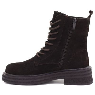 3. Women's leather ankle boots, suede, chocolate, Sergio Leone TR-02