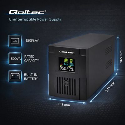 13. QOLTEC UPS LINE INTERACTIVE | MONOLITH | 1500VA | 900W | LCD | USB