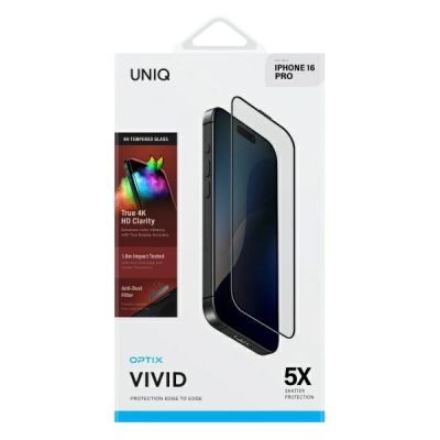 2. Uniq Optix Vivid tempered glass with applicator for iPhone 16 Pro