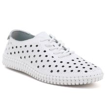 Women's leather openwork shoes white Cambell by Potocki DO87320