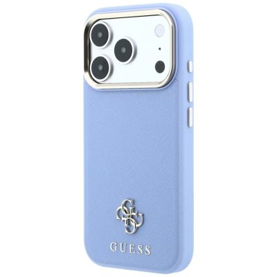 2. Guess Saffiano Small 4G & Classic Logo MagSafe Case for iPhone 18 Pro / 17 Pro - Light Blue