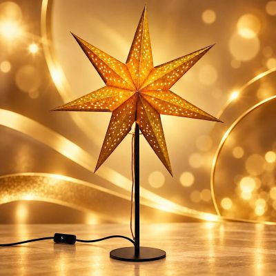 7. DECORATIVE STAR FLOOR LAMP 65 CM E14 GOLD