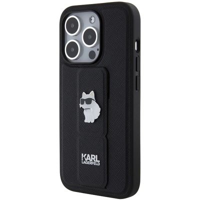 2. Karl Lagerfeld Gripstand Saffiano Choupette Pins case for iPhone 14 Pro Max - black