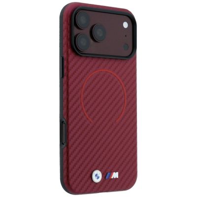 4. BMW M Carbon Printed Ring MagSafe Case for iPhone 18 Pro / 17 Pro – Burgundy