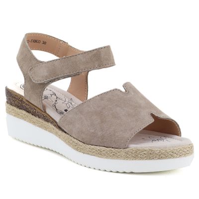 Women's leather wedge sandals beige Jezzi 26SD18-32