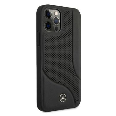 4. Mercedes Leather Perforated Area Case for iPhone 12 Pro Max - Black