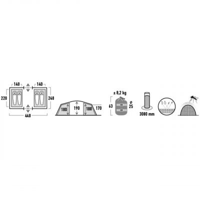 6. High Peak Goose 4 LW Tent Green and Red 10333