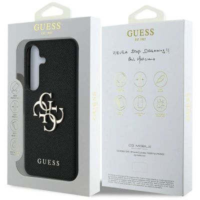 8. Guess Grained Big 4G Logo Small Classic Logo case for Samsung Galaxy S25 Plus black