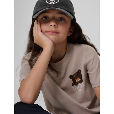 3. Girls' regular printed T-shirt 4F 4FJKAW26TTSHF4424-83S