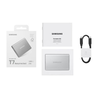 12. Samsung T7 Resurrected 2TB Silver External SSD Drive