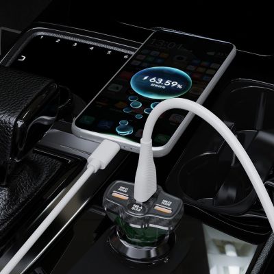 8. Dudao R78 78W Car Charger USB-C PD / 2xUSB-A QC - Black