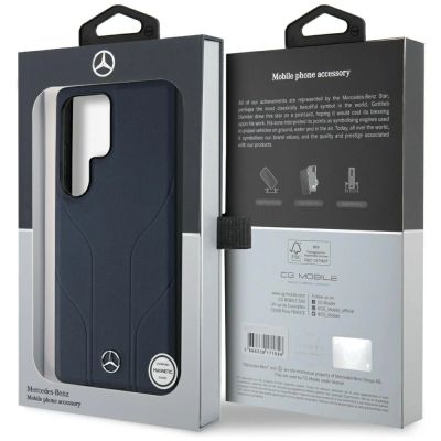 8. Mercedes Leather Debossed Lines MagSafe Case for Samsung Galaxy S25 Ultra - Blue