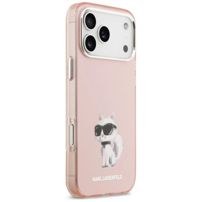 4. Karl Lagerfeld IML Aquarelle Choupette & Logo MagSafe Case for iPhone 17 Pro - Pink