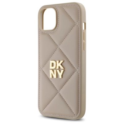 6. DKNY Quilted Stack Logo iPhone 15 Plus Case - Beige