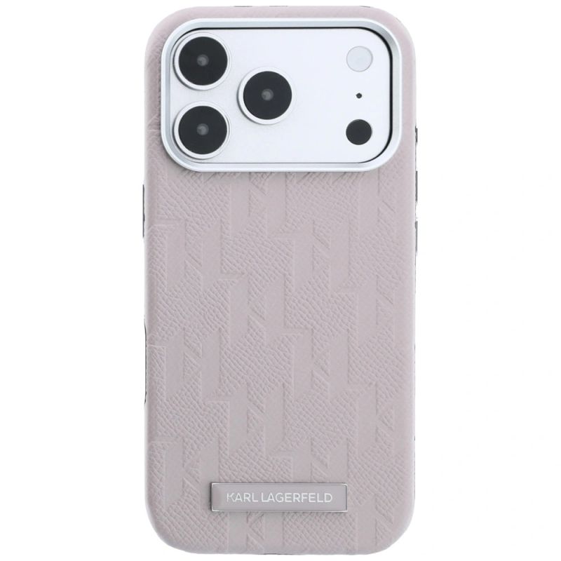 3. Karl Lagerfeld Grained Mono Resin Logo MagSafe Case for iPhone 17 Pro / 18 Pro - Pink