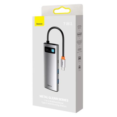 5. Baseus Metal Gleam Series multifunctional USB HUB 7in1 Type C HDMI TF PD card reader gray (WKWG020113)