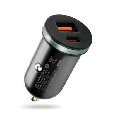EVERACTIVE CAR CHARGER 1X USB + 1X USB-C 35W QC 3.0 PD BLACK CC-30Q