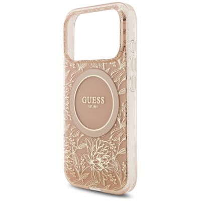 6. Guess IML Flowers Electro Pearl Strap MagSafe Case for iPhone 17 Pro - Pink
