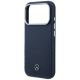 6. Mercedes Leather Semi Wrap Wood Effect MagSafe Case for iPhone 17 Pro - Navy Blue