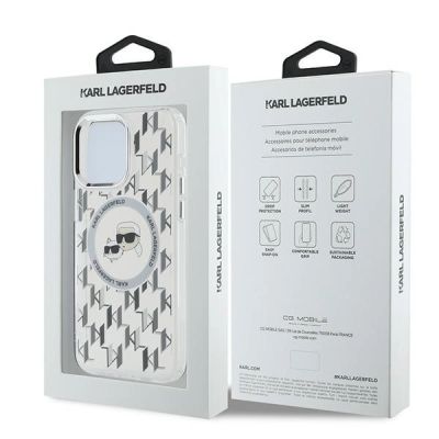8. Karl Lagerfeld IML Monogram Karl & Choupette Head MagSafe iPhone 15 Pro Case - Clear