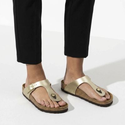 8. Birkenstock Gizeh Birko-Flor Gold women's flip-flops (1016109)
