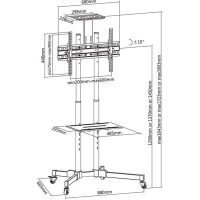 2. TECHLY MOBILE TV STAND LED/LCD 37-70 INCHES 50KG 2