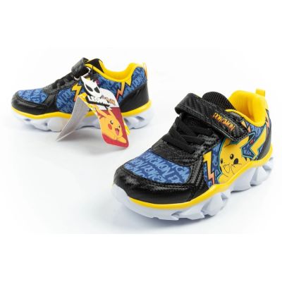8. Leomil children's sports shoes Pokemon sneakers lightweight with velcro LED black yellow