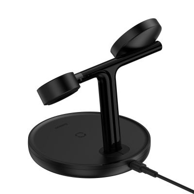 6. Baseus Swan inductive charger (MagSafe compatible) stand for iPhone, Apple Watch, AirPods + USB-C cable 1m black (WXTE000101)