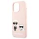 6. Karl Lagerfeld Silicone Karl&Choupette Case for iPhone 13 Pro / iPhone 13 - Light Pink