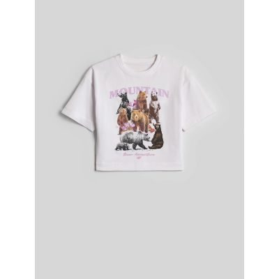 8. Girls' boxy T-shirt with print 4F 4FJKAW26TTSHF4426-10S