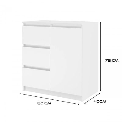 4. CHEST OF DRAWERS 1 DOOR 3 DRAWERS WHITE SET