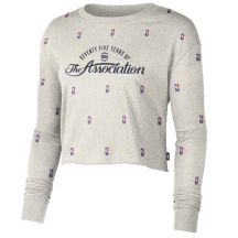 Women's Nike NBA N31 Courtside Longsleeve Crop T-shirt Birch Heather - DA6810-051