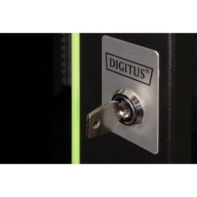 28. Unique 19" 16U wall-mounted network cabinet, 600x600, glass door, black, undivided, assembled, 100kg